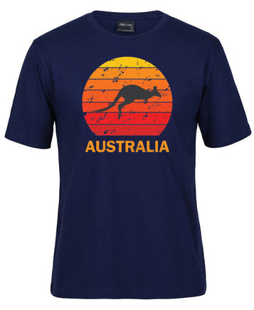 Kangaroo Sunset Australia Adults T-Shirt (Jr Navy)