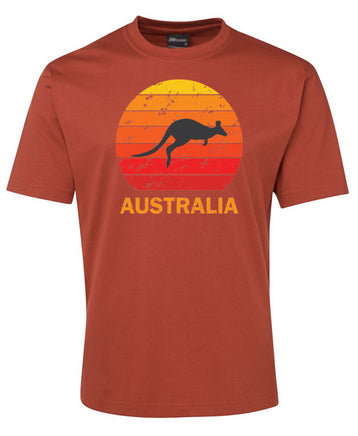 Kangaroo Sunset Australia Adults T-Shirt (Rust)