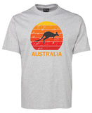 Kangaroo Sunset Australia Adults T-Shirt (Snow Grey)