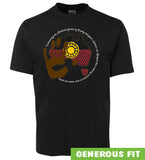 Acknowledgement of Country Aboriginal Flag Adults T-Shirt (Black)