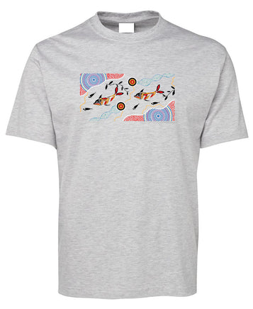 Dolphin Journey Adults T-Shirt by Wayne Thomas Maynard (Snow Grey)