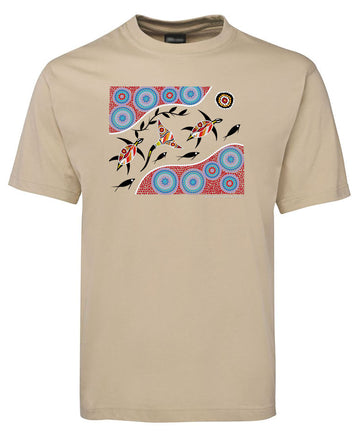 Sea Turtle Journey Adults T-Shirt by Wayne Thomas Maynard (Bone)