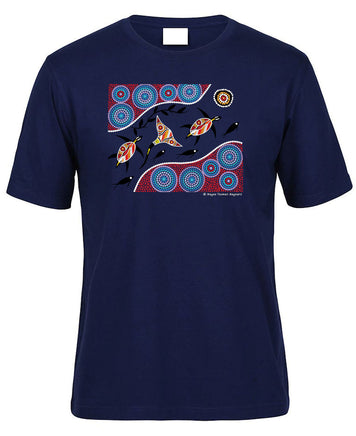 Sea Turtle Journey Adults T-Shirt by Wayne Thomas Maynard (Jr Navy)