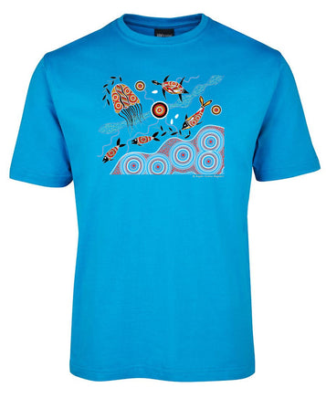 Water Dreaming Adults T-Shirt by Wayne Thomas Maynard (Aqua)