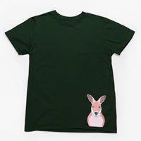Kangaroo Hem Print Adults T-Shirt (Bottle Green)