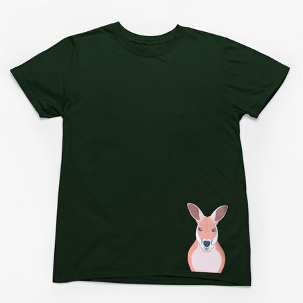 Kangaroo Hem Print Adults T-Shirt (Bottle Green)