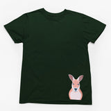 Kangaroo Hem Print Adults T-Shirt (Bottle Green)