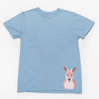Kangaroo Hem Print Adults T-Shirt (Light Blue)