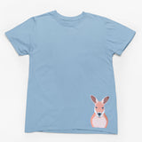 Kangaroo Hem Print Adults T-Shirt (Light Blue)