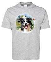 Border Collie Dog Adults T-Shirt (Snow Marle)