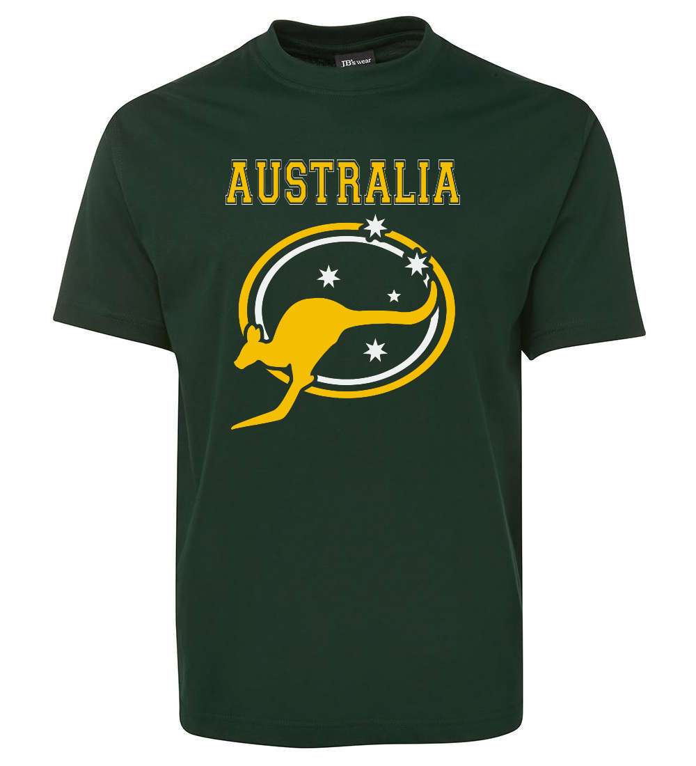 Australia Roo Stars Childrens T-Shirt (Green) Kids Australian