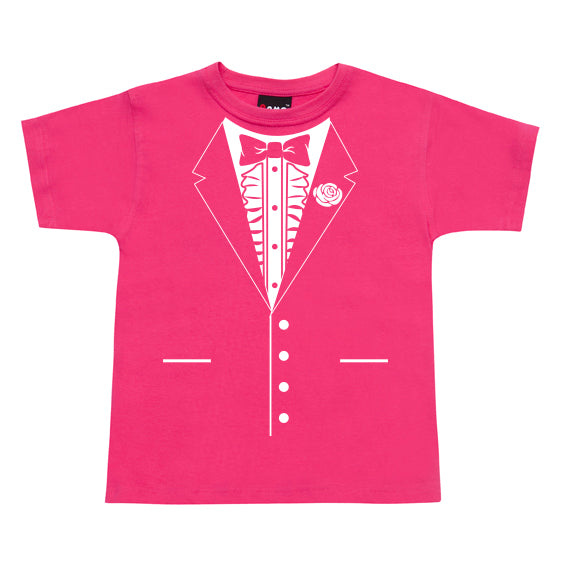 Childrens Tuxedo T-Shirt (Hot Pink)