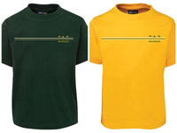 Aussie 3 Kangaroo Stripe Childrens T-Shirt (Bottle Green or Yellow Gold)