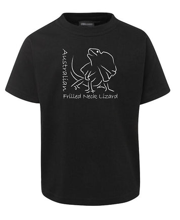 Australian Frill Neck Lizard Childrens T-Shirt (Black)