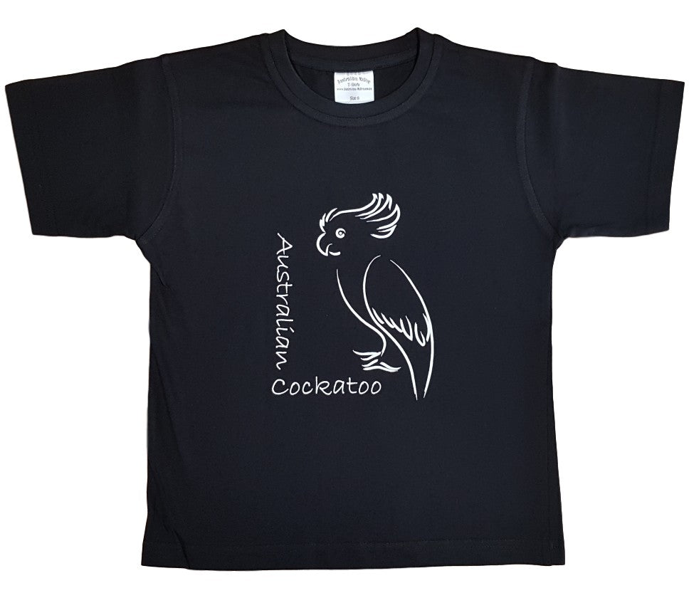 Australian Cockatoo T-Shirt (Black) - Native Bird T-Shirts Australian Native T-Shirts