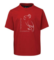 Line Art Cockatoo T-Shirt (Dark Red, Childrens Sizes)