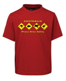 Australian Animal Road Signs Childrens T-Shirt (Dark Red)