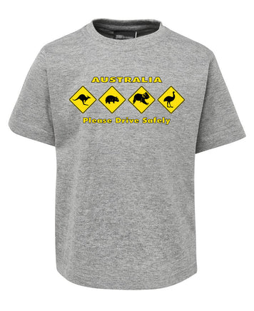 Australian Animal Road Signs Childrens T-Shirt (Marle Grey)