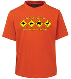 Australian Animal Road Signs Childrens T-Shirt (Orange)