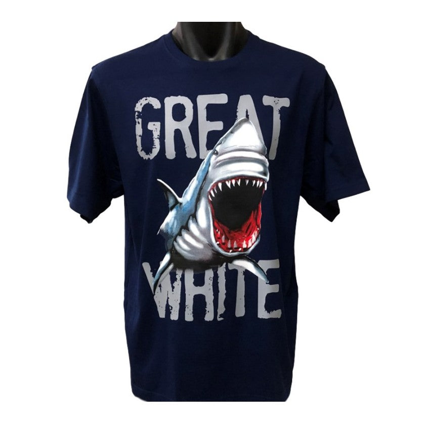 Great White Shark Childrens T-Shirt (Jnr Navy)