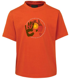 Acknowledgement of Country Aboriginal Flag Childrens T-Shirt (Orange)