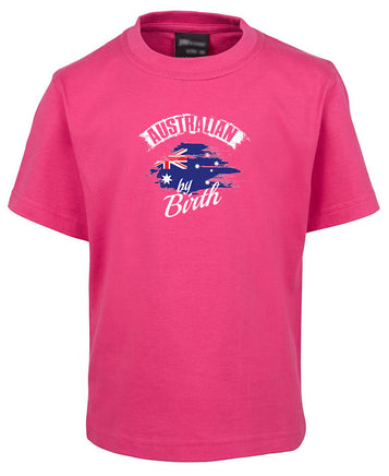 Australian by Birth Childrens Australian Flag T-Shirt (Hot Pink)