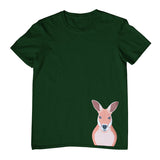 Kangaroo Hem Print Childrens T-Shirt (Bottle Green)