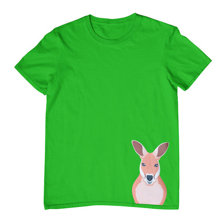 Kangaroo Hem Print Childrens T-Shirt (Emerald Green)