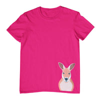Kangaroo Hem Print Childrens T-Shirt (Hot Pink)
