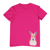 Kangaroo Hem Print Childrens T-Shirt (Hot Pink)