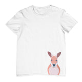 Kangaroo Hem Print Childrens T-Shirt (White)