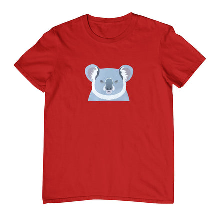 Koala Face Childrens T-Shirt (Dark Red)
