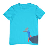 Cassowary Head Side Print Childrens T-Shirt (Aqua)