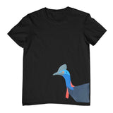 Cassowary Head Side Print Childrens T-Shirt (Black)