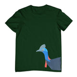 Cassowary Head Side Print Childrens T-Shirt (Bottle Green)