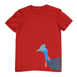 Cassowary Head Side Print Childrens T-Shirt (Dark Red)