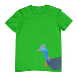Cassowary Head Side Print Childrens T-Shirt (Emerald Green)