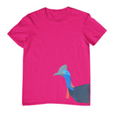 Cassowary Head Side Print Childrens T-Shirt (Hot Pink)