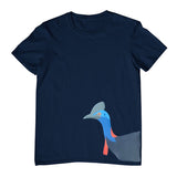 Cassowary Head Side Print Childrens T-Shirt (Jr Navy)