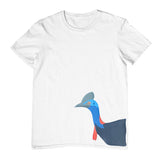 Cassowary Head Side Print Childrens T-Shirt (White)