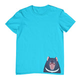 Tasmanian Devil Hem Print Childrens T-Shirt (Aqua)