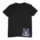 Tasmanian Devil Hem Print Childrens T-Shirt (Black)