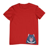 Tasmanian Devil Hem Print Childrens T-Shirt (Dark Red)
