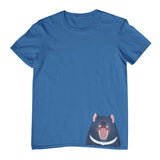 Tasmanian Devil Hem Print Childrens T-Shirt (Indigo)