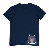 Tasmanian Devil Hem Print Childrens T-Shirt (Jr Navy)
