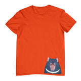 Tasmanian Devil Hem Print Childrens T-Shirt (Orange)