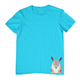 Numbat Face Hem Print Childrens T-Shirt (Aqua)