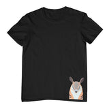 Numbat Face Hem Print Childrens T-Shirt (Black)