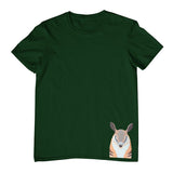 Numbat Face Hem Print Childrens T-Shirt (Bottle Green)