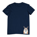 Numbat Face Hem Print Childrens T-Shirt (Jr Navy)